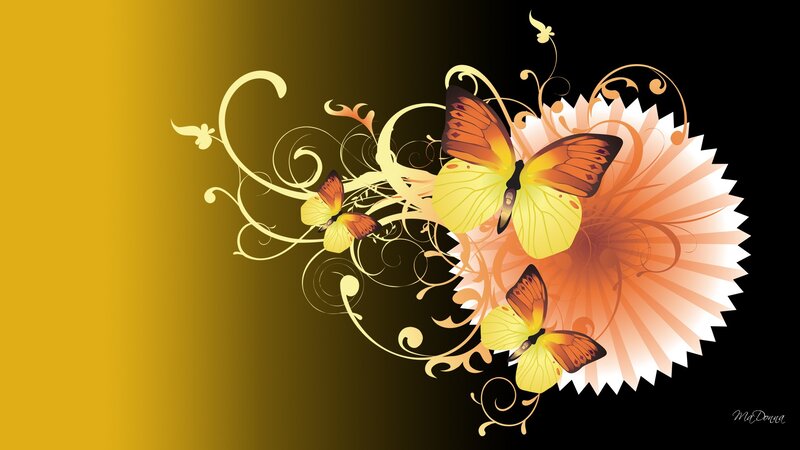 Butterflies and Floral Design — Yellow