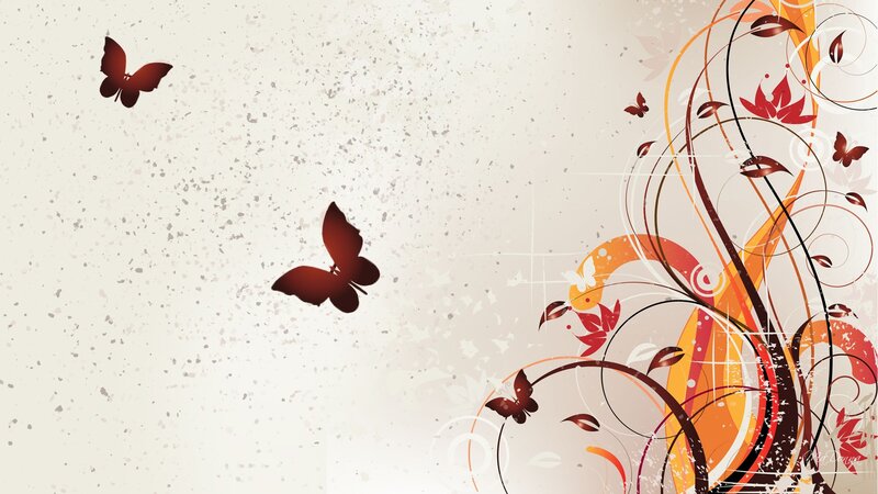 Butterflies and Floral Swirls — Brown