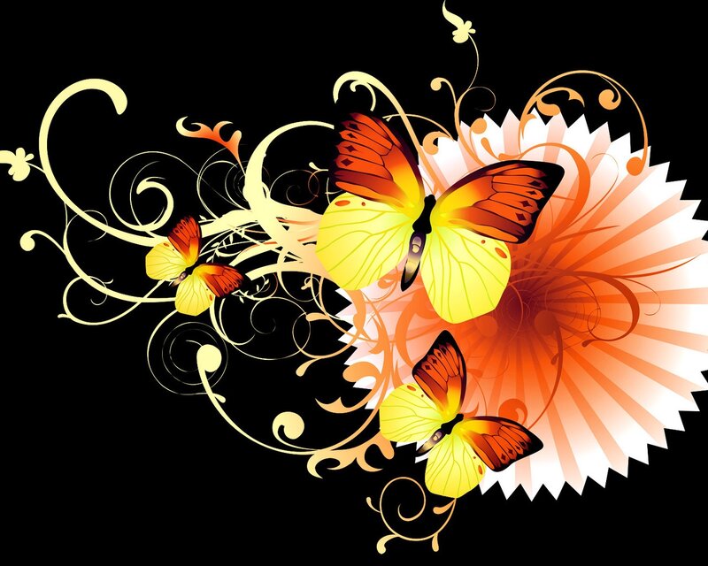 Butterflies and Floral Swirls
