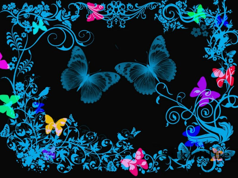 Butterflies and Floral Vines — Black, Dreamy