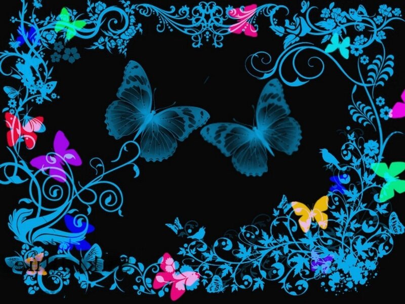 Butterflies and Floral Vines — Blue