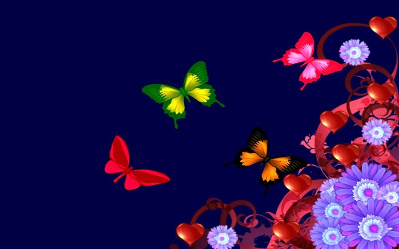 Butterflies and Flowers — Blue, Colorful