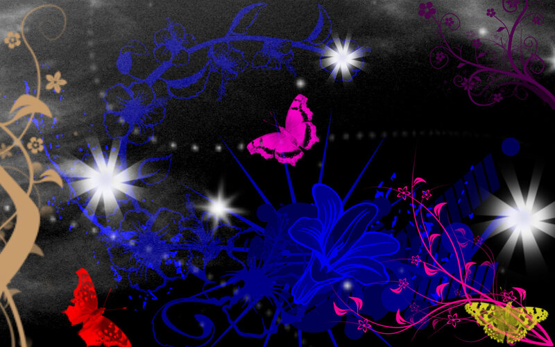 Butterflies and Flowers — Blue, Dramatic, Night