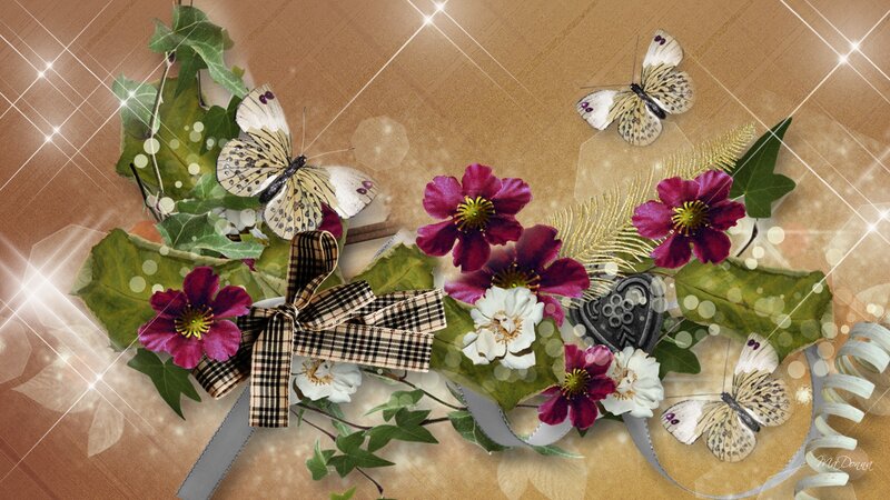 Butterflies and Flowers — Brown