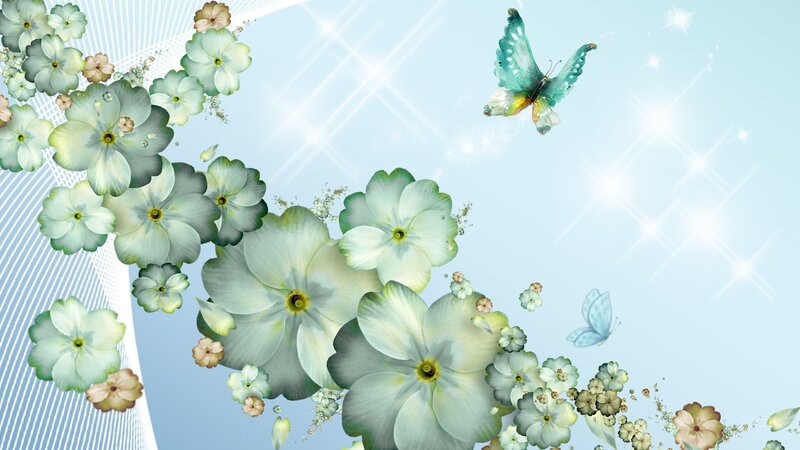 Butterflies and Flowers — Light Blue, Serene