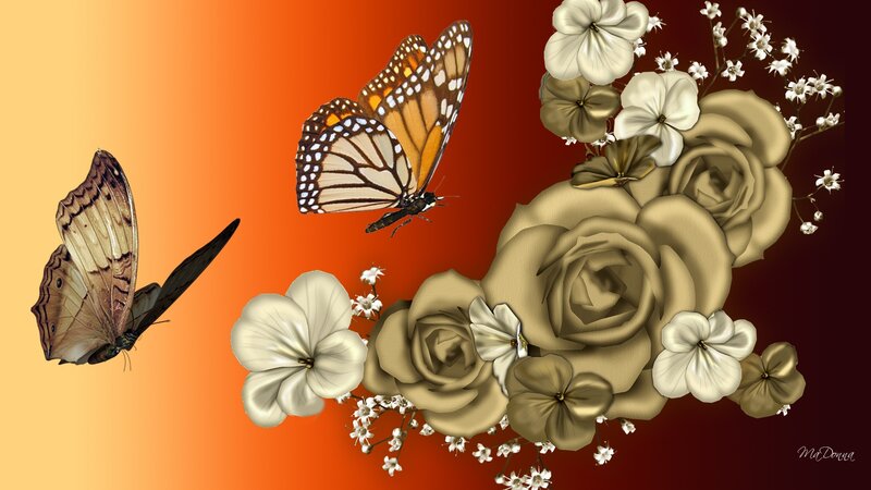 Butterflies and Flowers — Orange, Serene