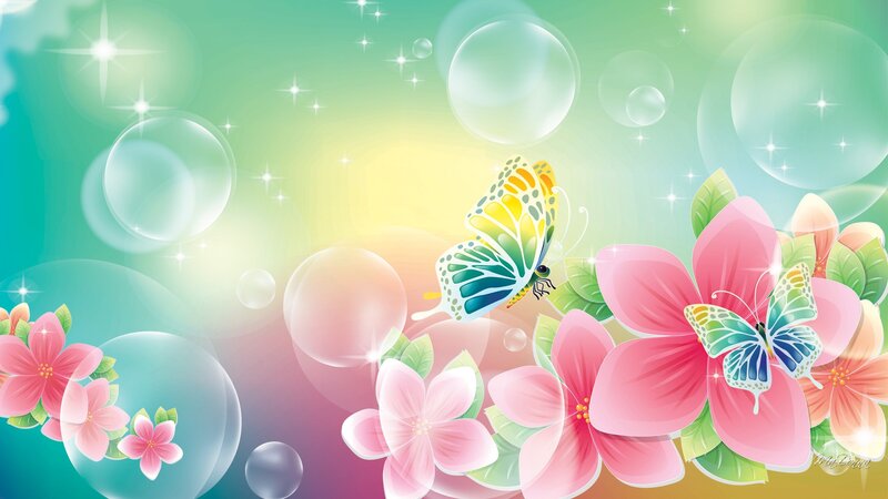 Butterflies and Flowers — Pink, Cheerful, Morning