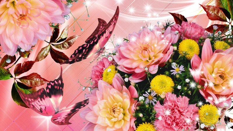 Butterflies and Flowers — Pink, Festive