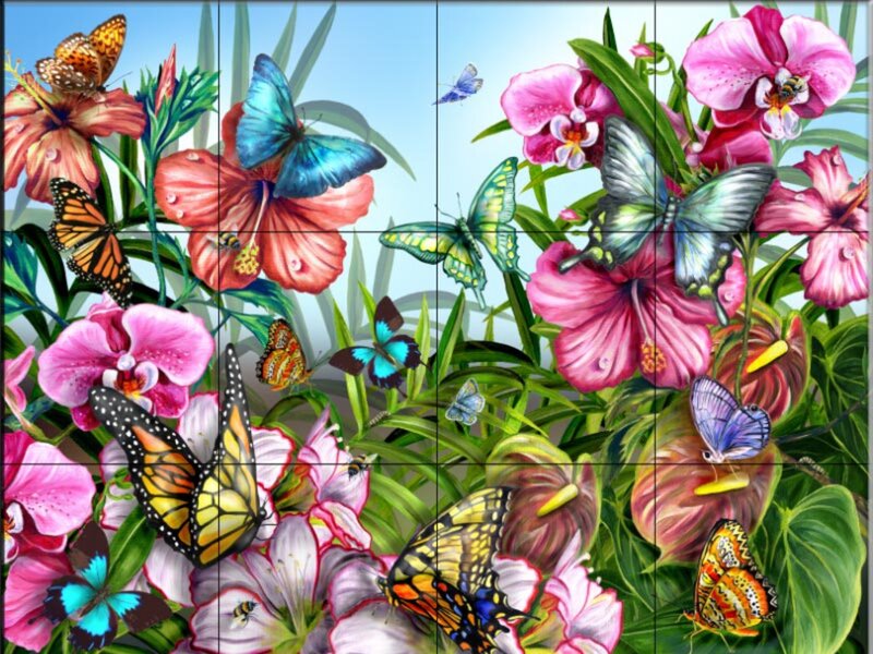 Butterflies and Flowers — Pink, Vibrant, Afternoon