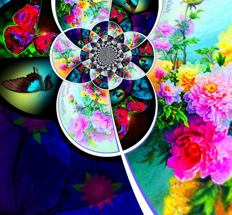 Butterflies and Flowers — Pink, Vibrant, Digital Art