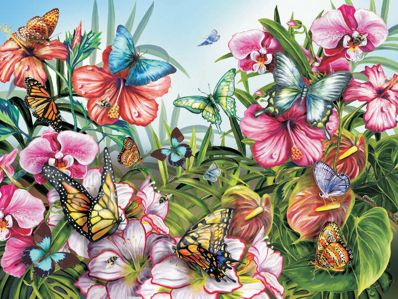 Butterflies and Flowers — Pink, Vibrant