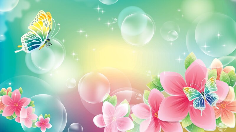 Butterflies and Flowers — Pink, Whimsical, Afternoon