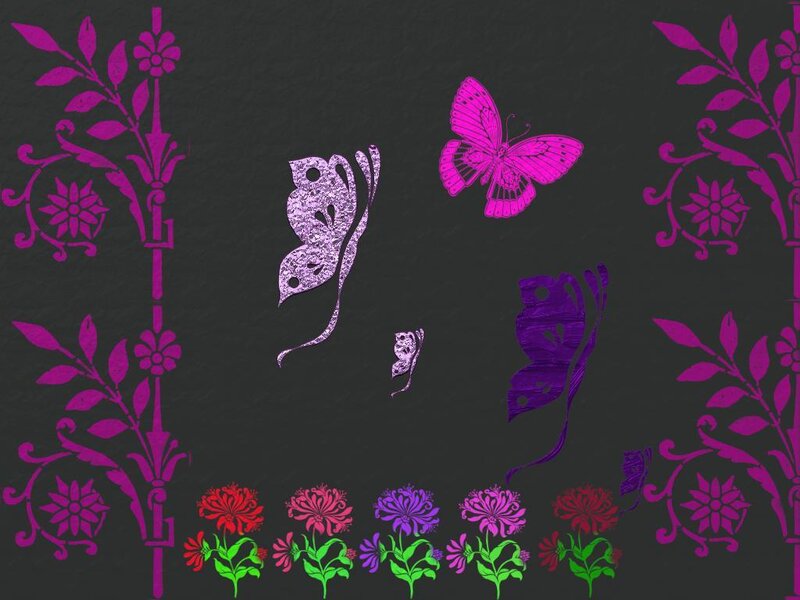 Butterflies and Flowers — Purple, Decorative