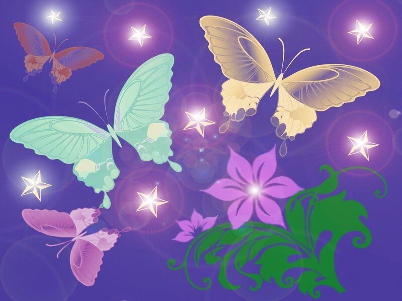 Butterflies and Flowers — Purple, Magical, Night