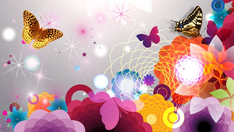 Butterflies and Flowers — Purple, Playful