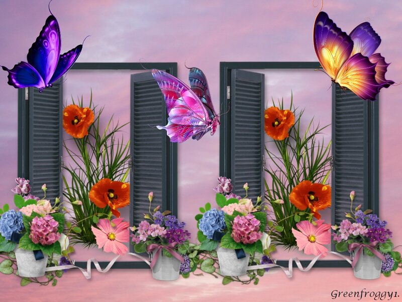 Butterflies and Flowers — Purple, Serene, Sunset