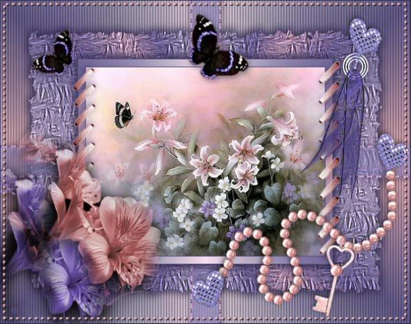 Butterflies and Flowers — Purple, Serene