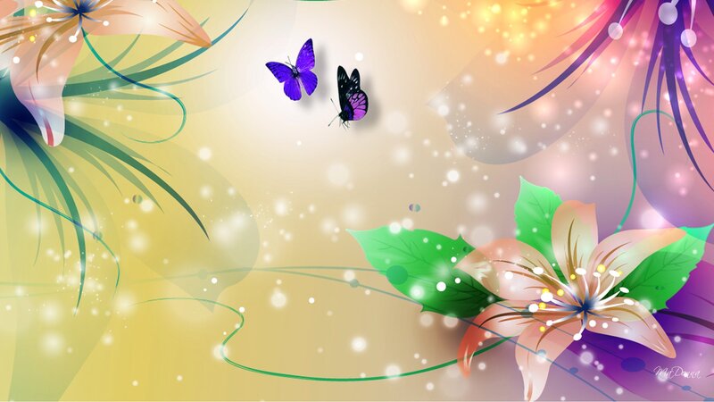 Butterflies and Flowers — Yellow, Dreamy