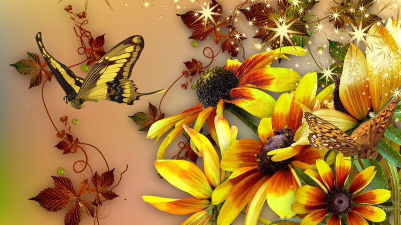 Butterflies and Flowers — Yellow, Festive
