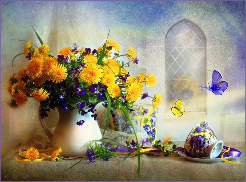 Butterflies and Flowers — Yellow, Serene, Spring