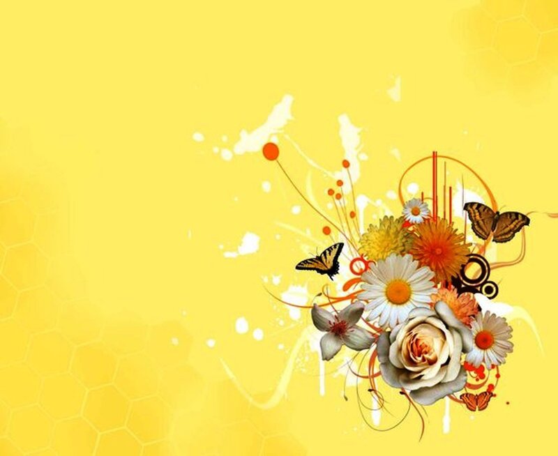 Butterflies and Flowers — Yellow, Vibrant