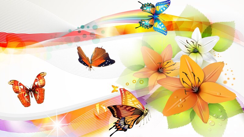 Butterflies and Lilies — Orange