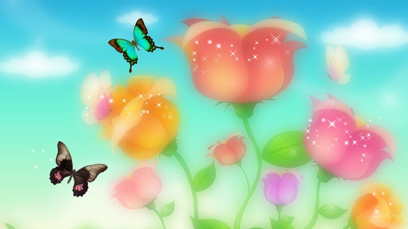 Butterflies and Roses — Blue