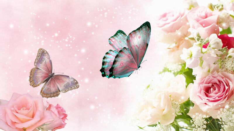 Butterflies and Roses — Pink
