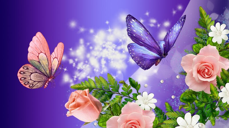 Butterflies and Roses — Purple