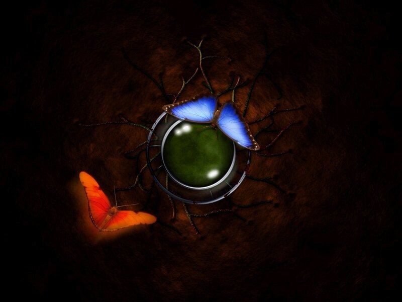 Butterflies Around Green Orb — Mysterious
