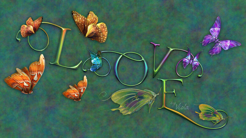 Butterflies Around Word Love