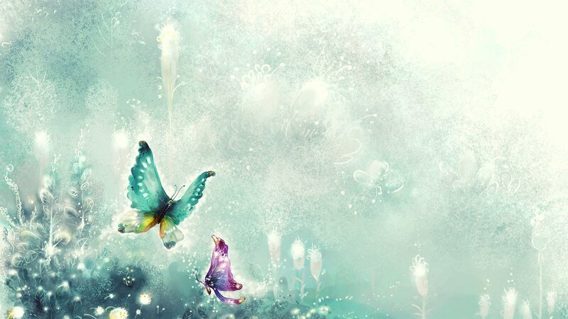 Butterflies in a Dreamy Forest — Teal