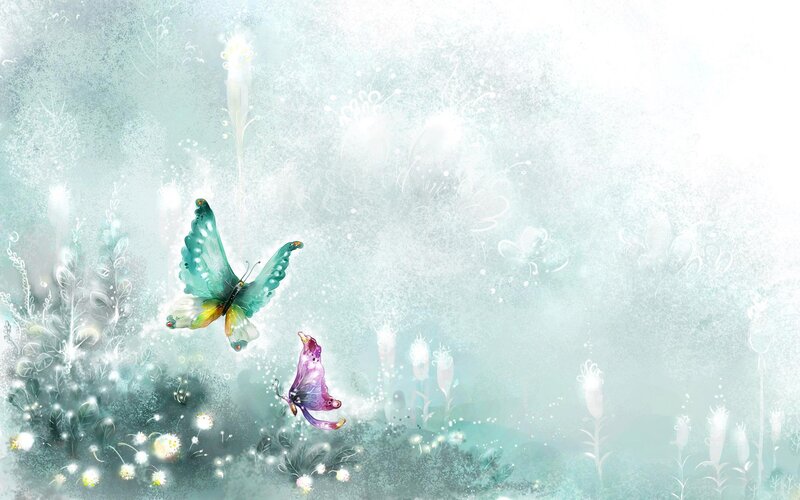 Butterflies in a dreamy garden