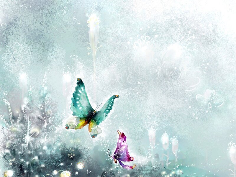 Butterflies in a dreamy garden