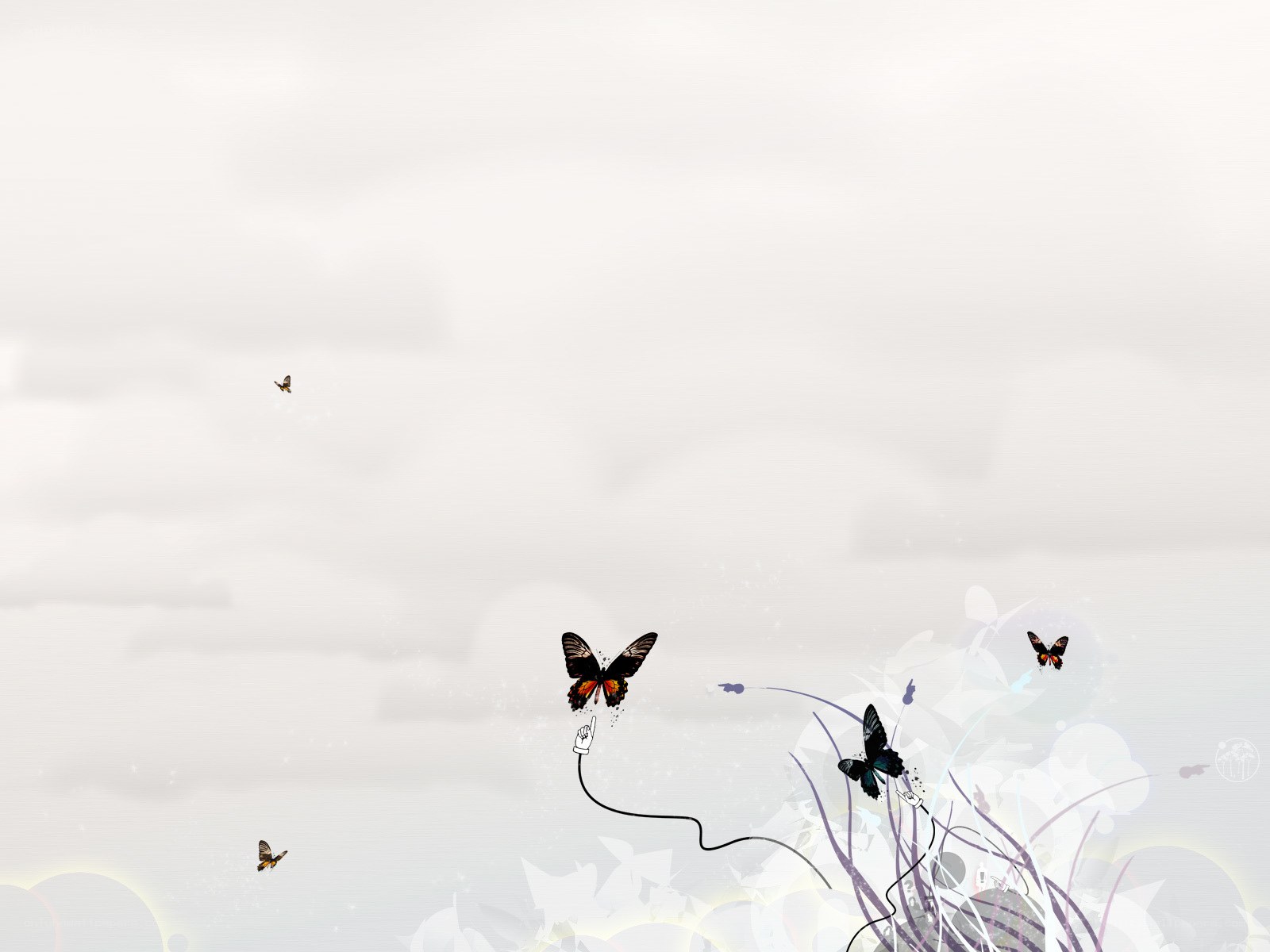 butterflies in a dreamy sky