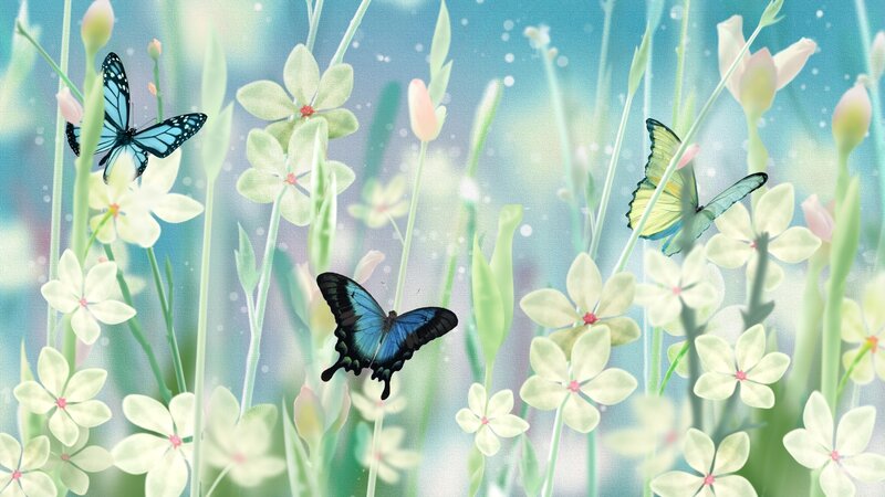 Butterflies in a Field — Blue