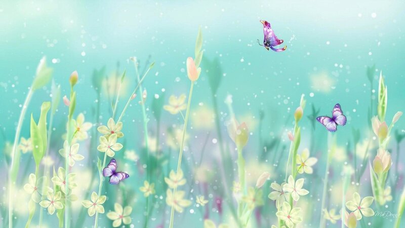 Butterflies in a Field — Teal, Serene