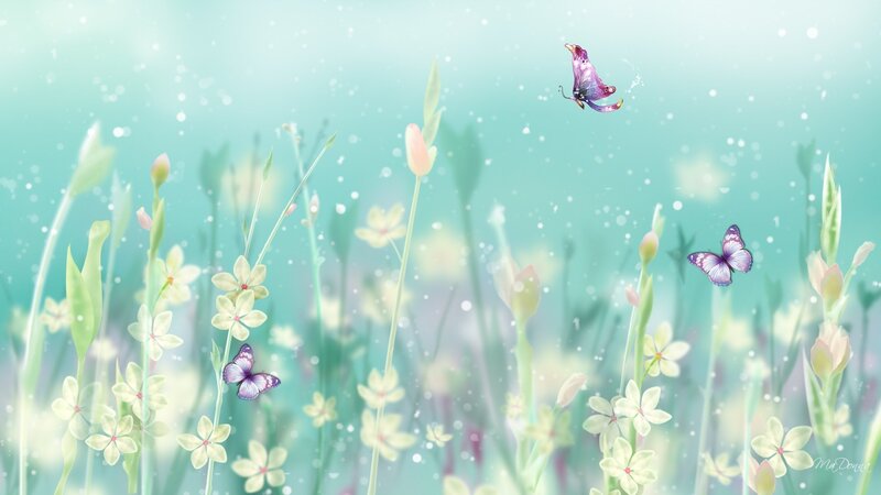 Butterflies in a Field — Teal