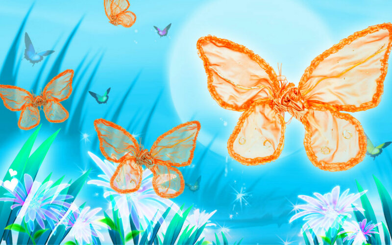 Butterflies in a Garden — Blue, Serene