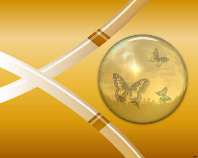 butterflies in a golden sphere