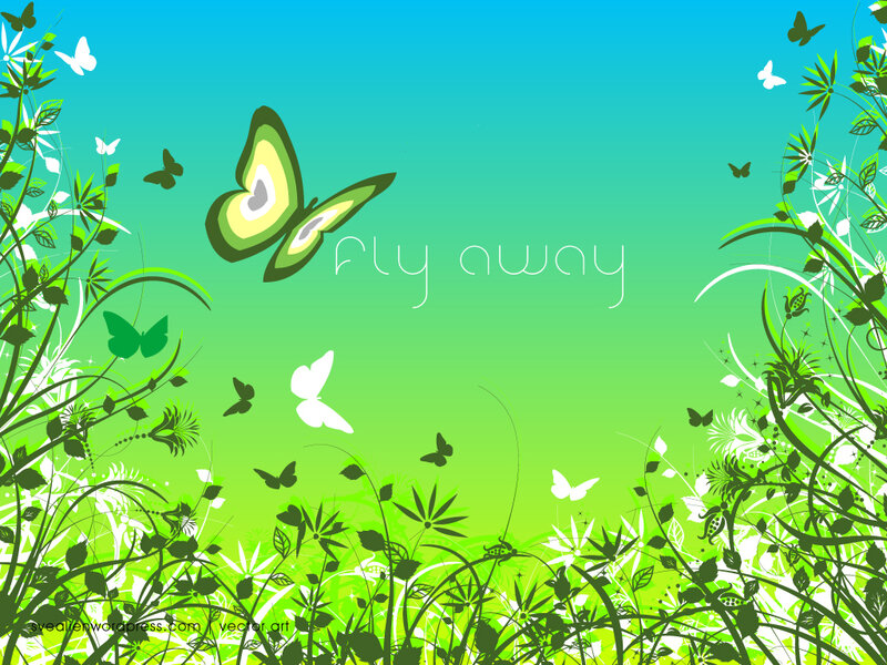 butterflies in a green garden