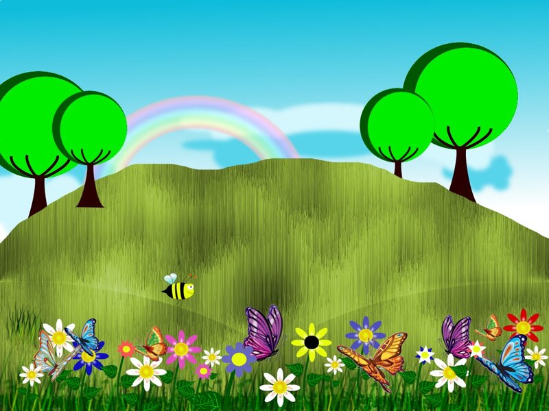 Butterflies in a Meadow — Green, Cheerful