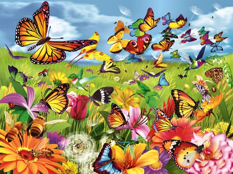 Butterflies in a Meadow — Yellow, Vibrant