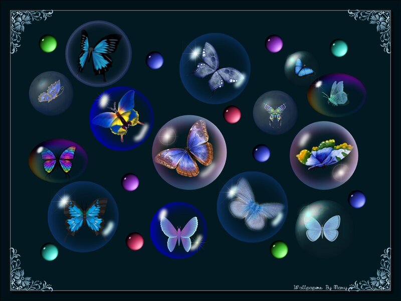 Butterflies in Bubbles — Blue, Dreamy, Night