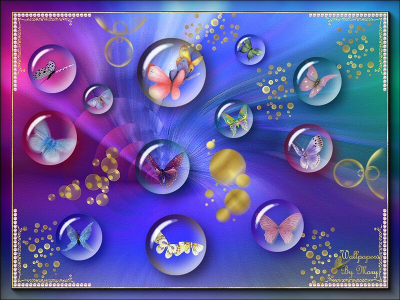 Butterflies in Bubbles — Blue, Dreamy