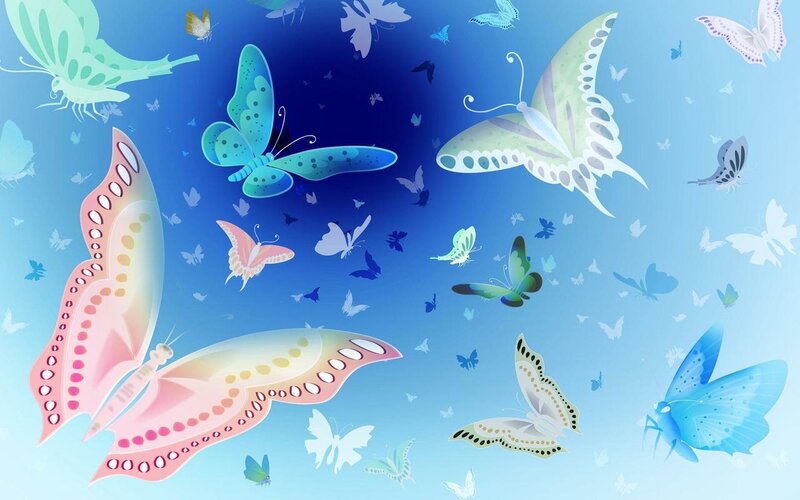 Butterflies in Flight — Blue, Serene, Day