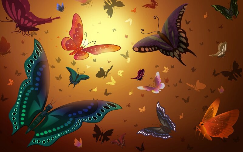 Butterflies in Flight — Orange, Serene