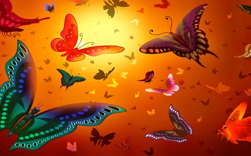 Butterflies in Flight — Orange, Vibrant