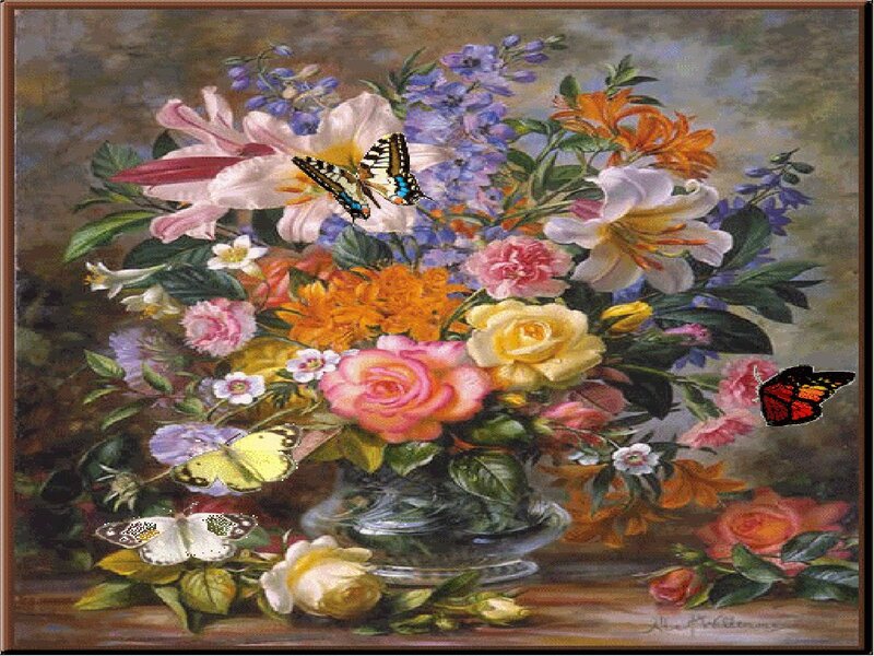 Butterflies in Floral Arrangement