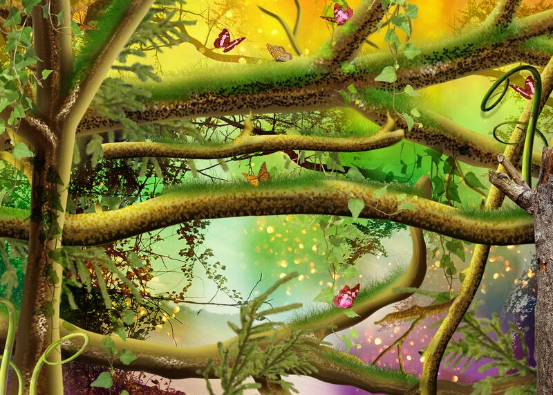 Butterflies in Forest — Green, Magical, Afternoon